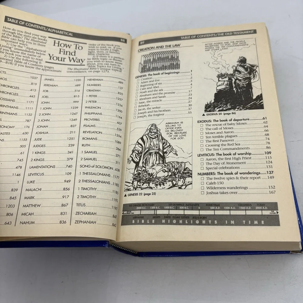 Vintage The Illustrated Bible Living Values Edition Student Blue Hardcover 1990